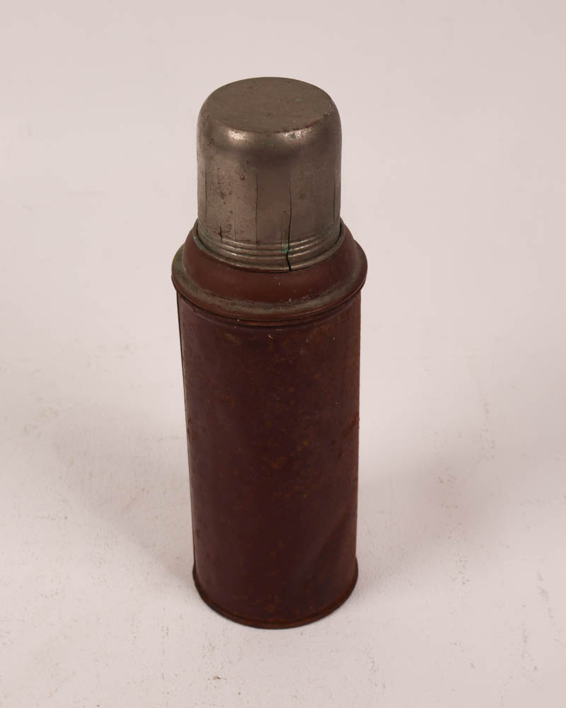Vintage Metal Thermos Flask with Copper Interior