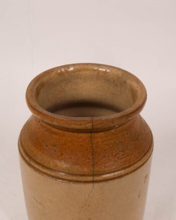 Antique Glazed Stoneware Jar with Rustic Finish, (cracked)