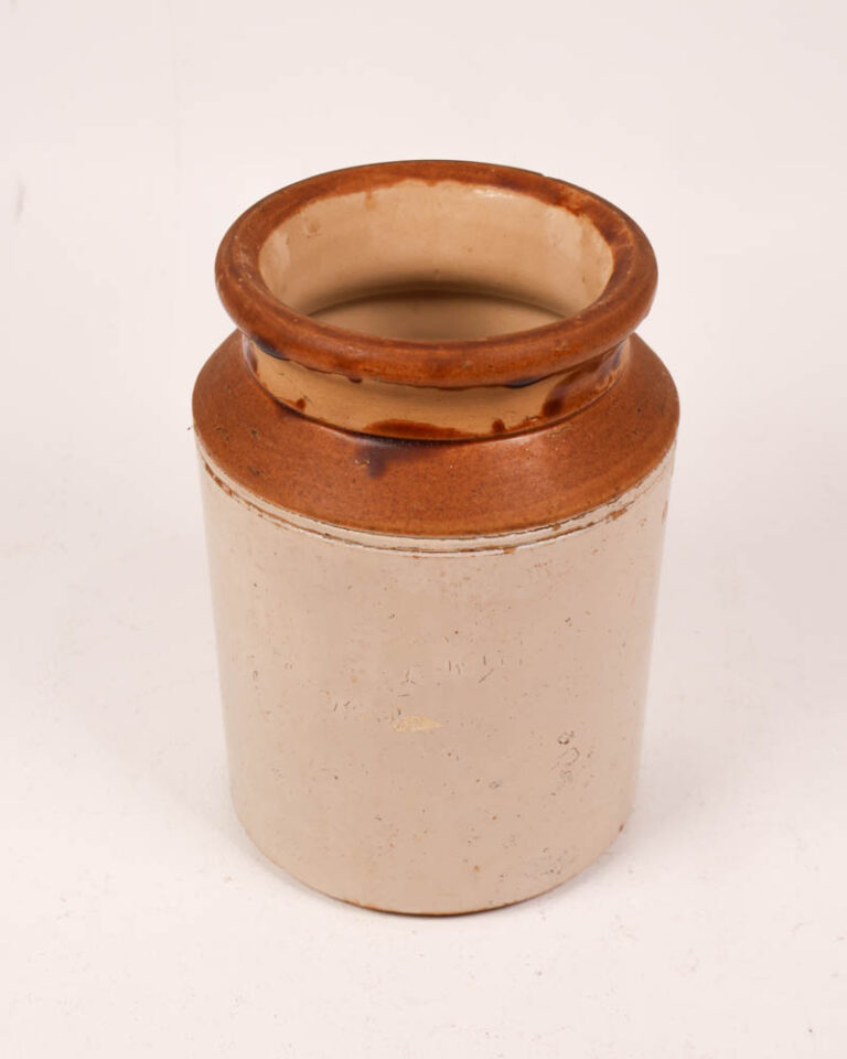 Vintage Two-Tone Stoneware Jar with Brown Glaze 22cm