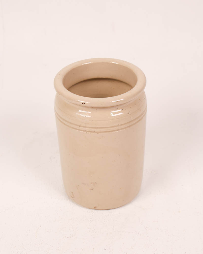 Antique Two-Tone Stoneware Jar with Wide Mouth