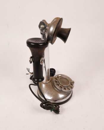 vintage Candlestick Telephone with Rotary Dial and Black Receiver
