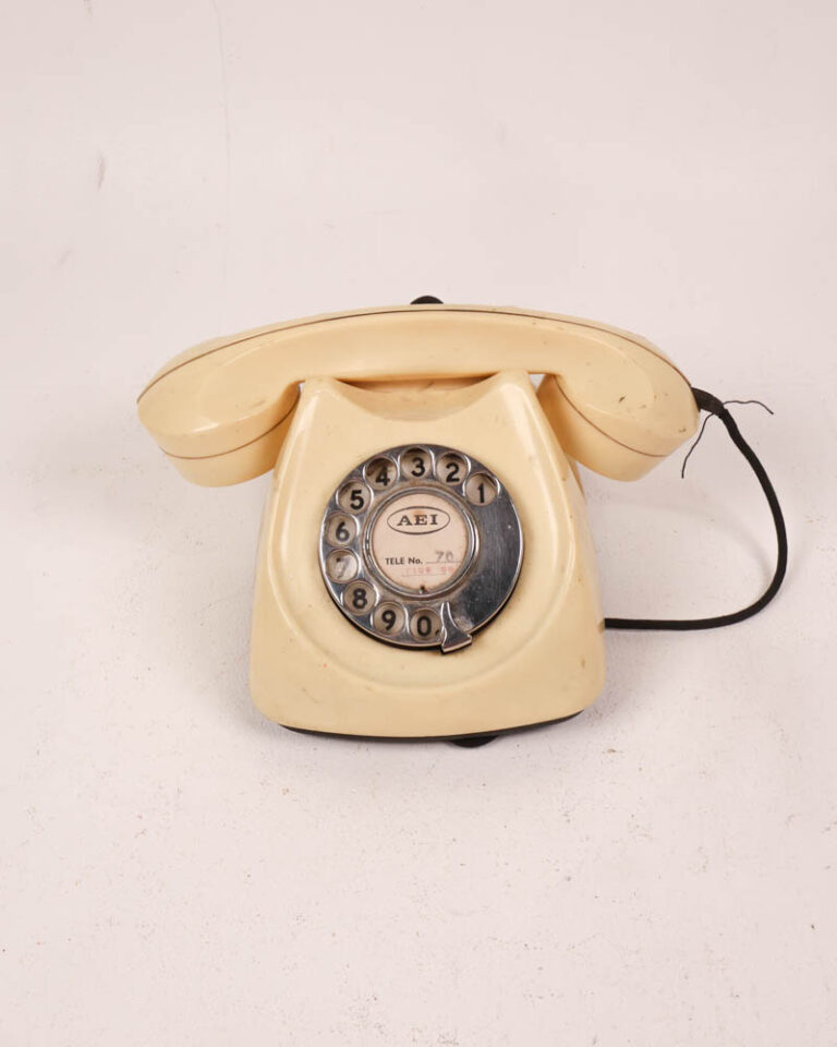 Vintage AEI 706 Cream Plastic Rotary Dial Telephone