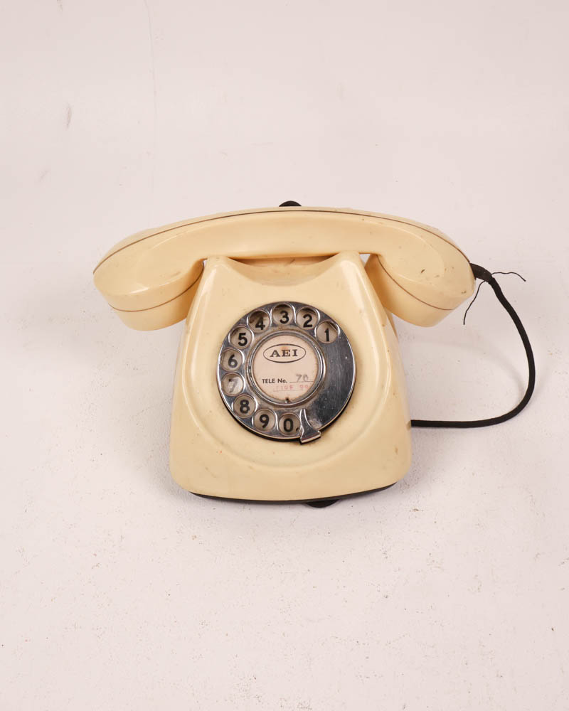 Vintage AEI 706 Cream Plastic Rotary Dial Telephone