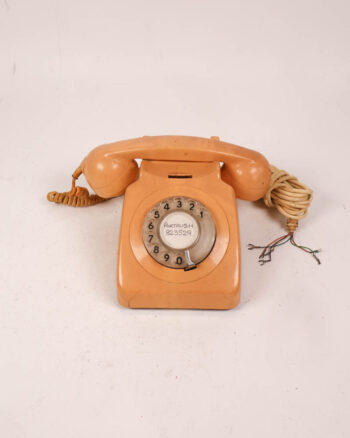 Vintage Orange Plastic Rotary Dial Telephone with Portrush Number