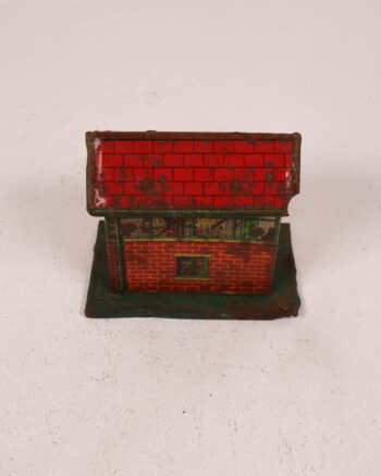 Vintage Tinplate Railway Signal Box Toy with Graphics