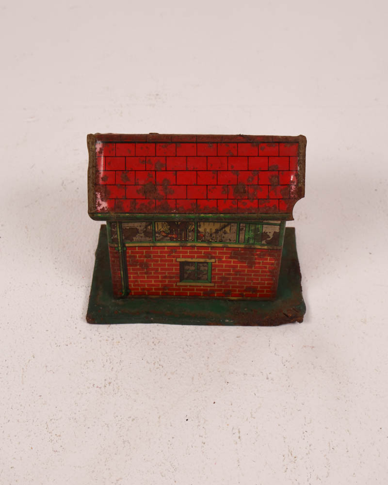 Vintage Tinplate Railway Signal Box Toy with Graphics