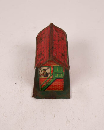 Vintage Tinplate Railway Signal Box Toy with Graphics