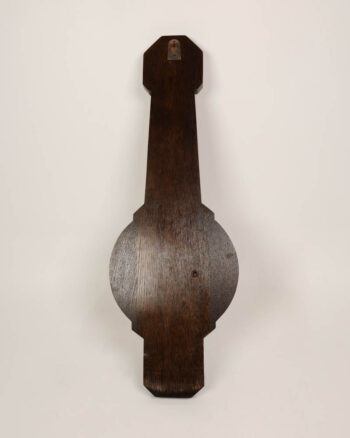 Vintage Carved Oak Aneroid Barometer with Thermometer