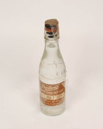 Vintage Gratton’s Belfast Glass Soda Bottle with Label and stopper