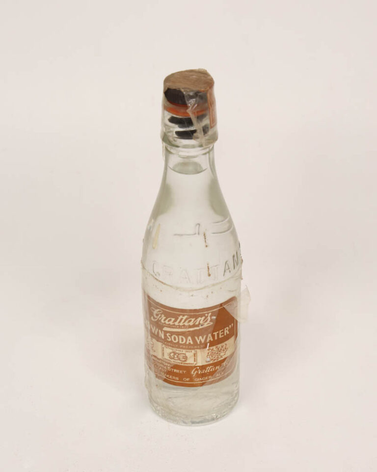 Vintage Gratton's Belfast Glass Soda Bottle with Label and stopper