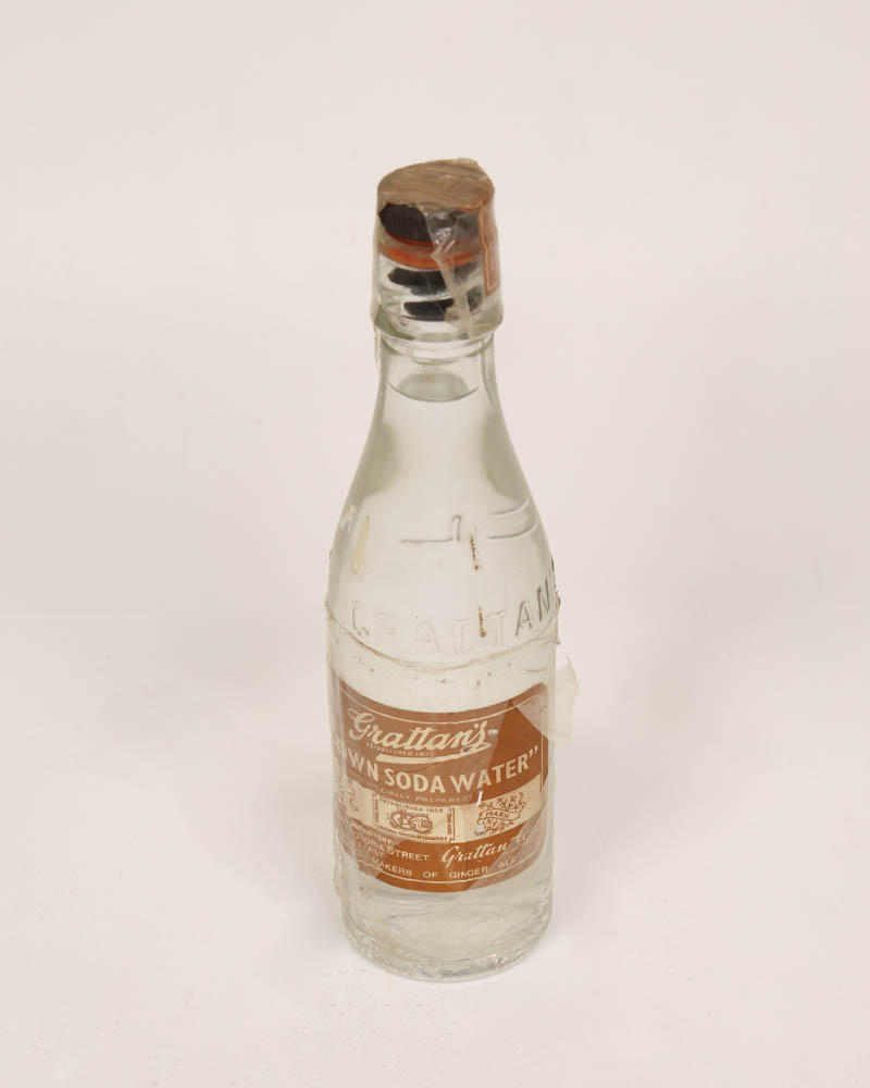 Vintage Gratton’s Belfast Glass Soda Bottle with Label and stopper