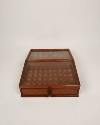 Vintage Wooden Collector’s Display Case with Glass Lid