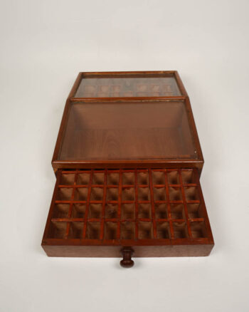 Vintage Wooden Collector’s Display Case with Glass Lid