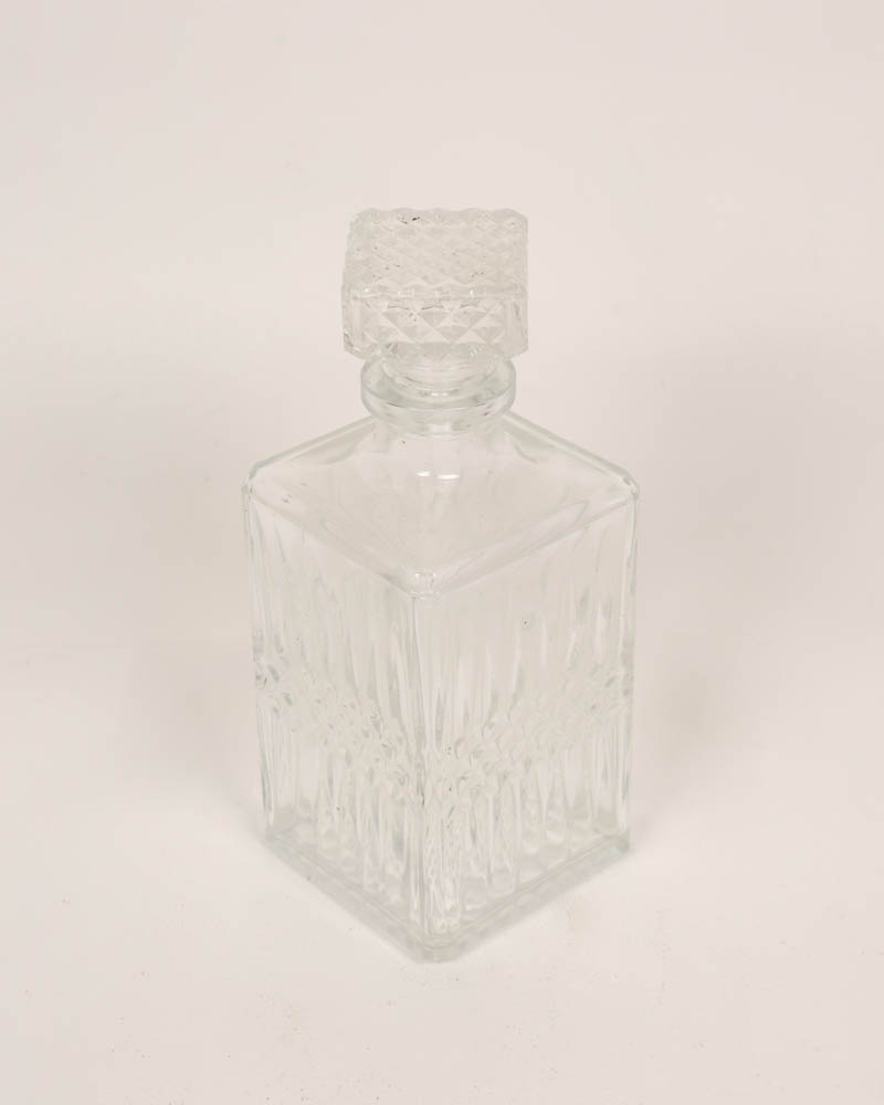 Square Clear Glass Whisky Decanter with Stopper