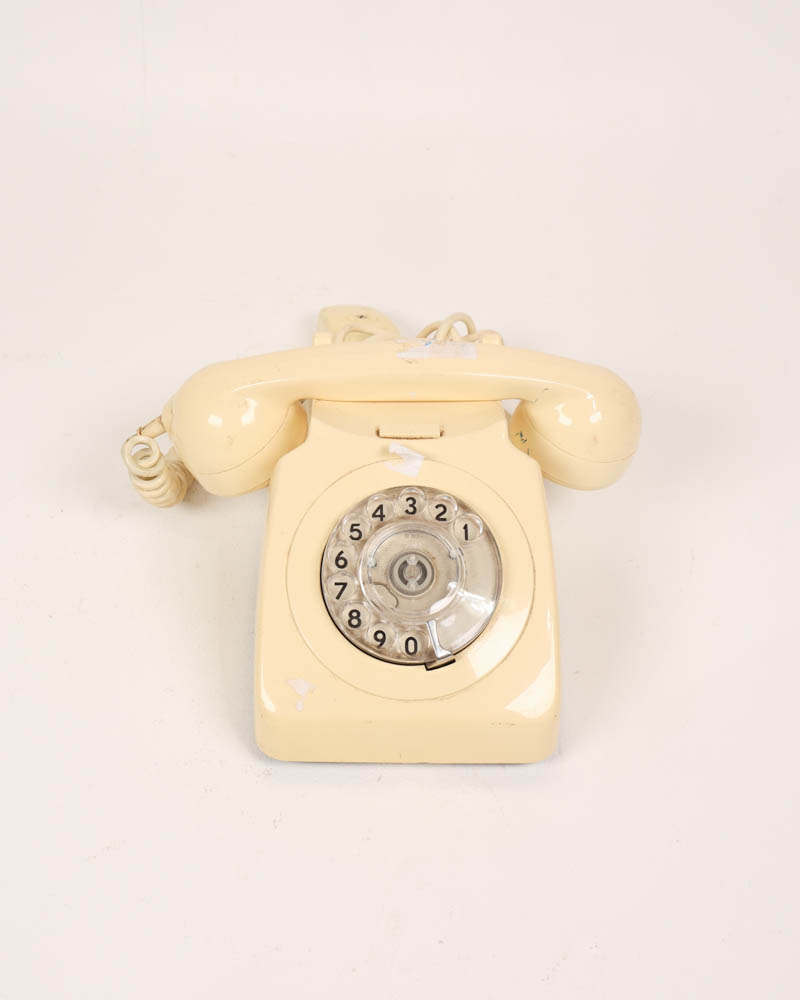 Vintage Cream Rotary Dial Telephone with Plastic Body