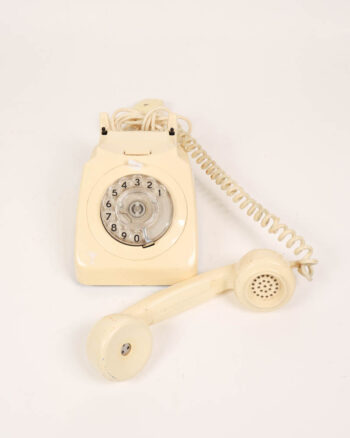 Vintage Cream Rotary Dial Telephone with Plastic Body