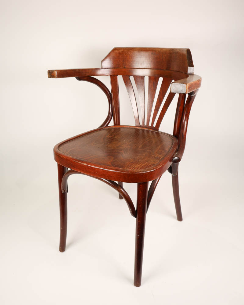 Antique Bentwood Armchair with Curved Backrest