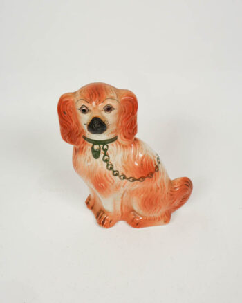 Vintage Staffordshire Ceramic Dog Figurine with Green Collar