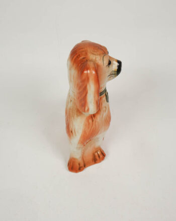 Vintage Staffordshire Ceramic Dog Figurine with Green Collar
