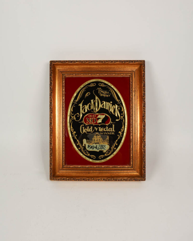 Jack Daniel's Gold Medal Framed Print with Red Background