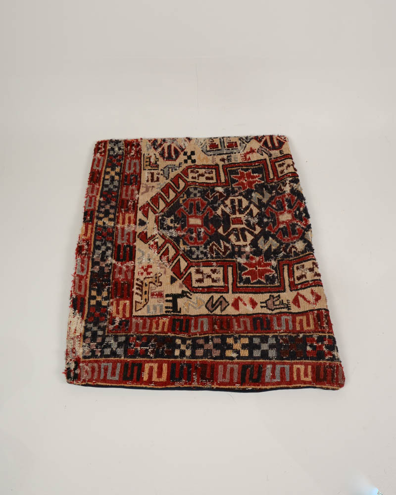 Vintage Tribal Wool Rug cushion case with Geometric Patterns