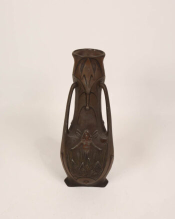 Art Nouveau Metal Vases with Fairy Figure and Handles