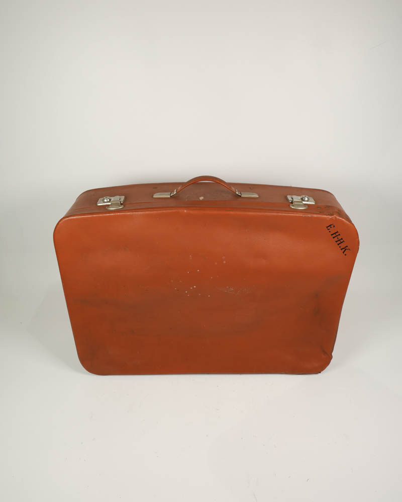 Vintage Leather Suitcase with Metal Latches