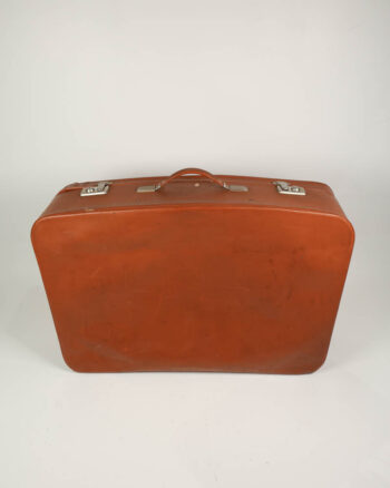 Vintage Leather Suitcase with Metal Latches