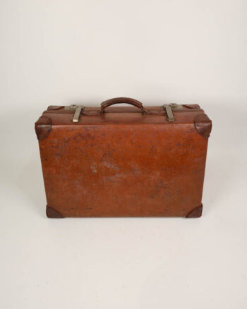 Vintage Revelation Leather Suitcase with Metal Hardware, Travel Storage