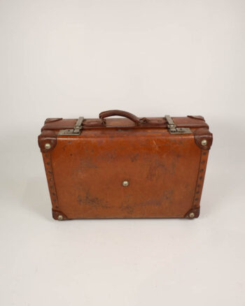 Vintage Revelation Leather Suitcase with Metal Hardware, Travel Storage