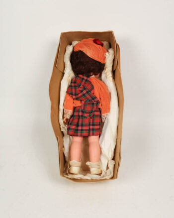 Vintage Scottish Tartan Doll with Box, Orange Jacket
