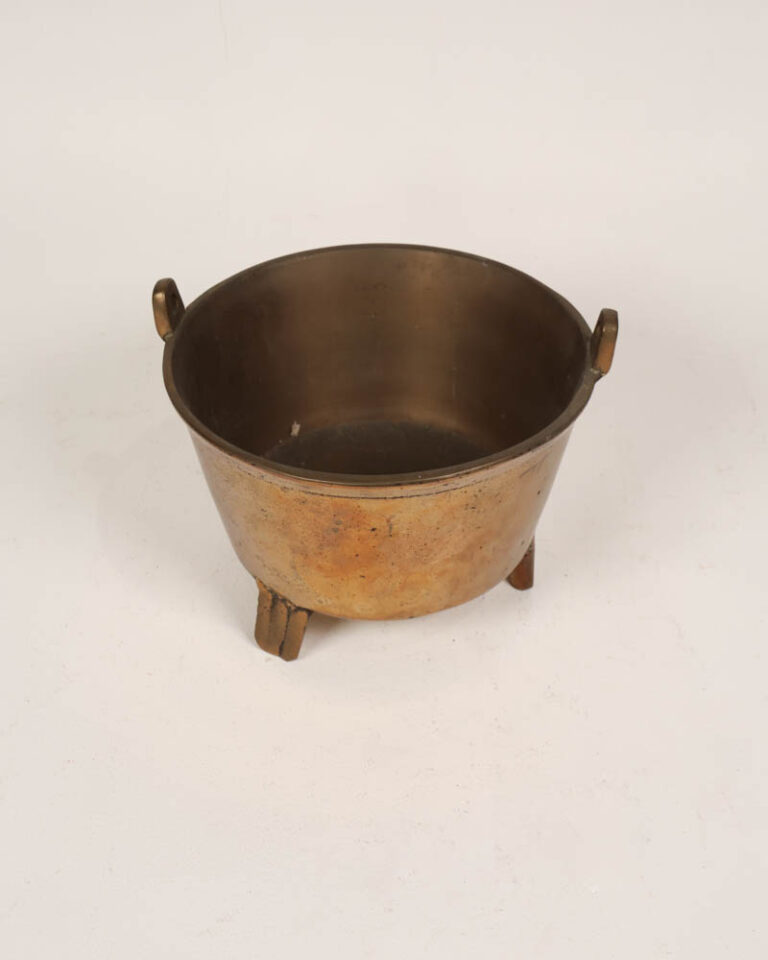 Vintage Brass Cauldron Pot with Tripod Legs and Handles