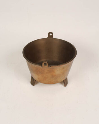 Vintage Brass Cauldron Pot with Tripod Legs and Handles