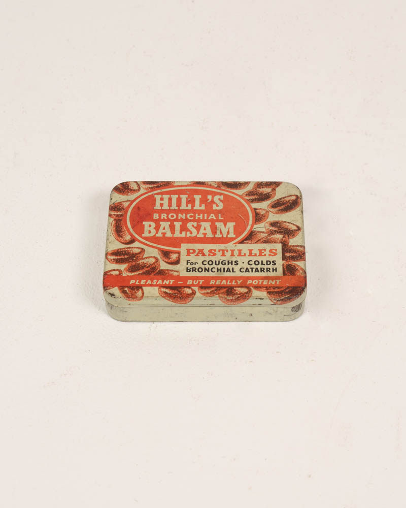 Vintage Hill’s Bronchial Balsam Pastilles Tin with Graphics