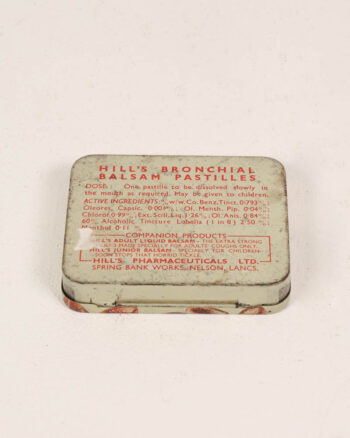Vintage Hill’s Bronchial Balsam Pastilles Tin with Graphics