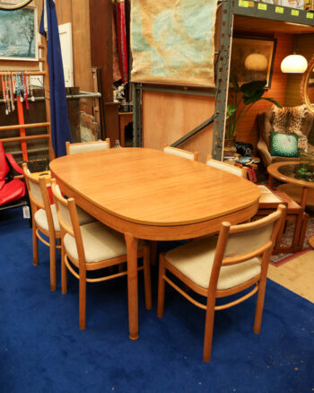 Mid Century Schreiber Wooden Dining Table with 6 Chairs