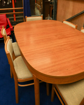 Mid Century Schreiber Wooden Dining Table with 6 Chairs