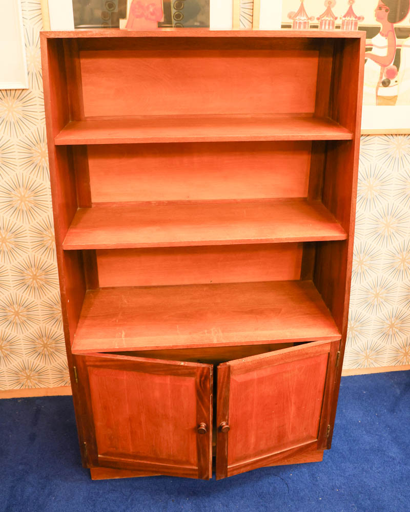 Wooden Bookcase with Cupboard Storage