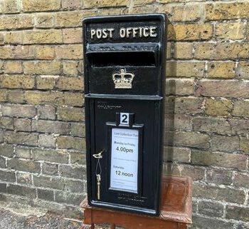 Replica Black Metal Post Office Letter Box with Gold Details