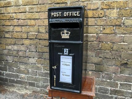 Replica Black Metal Post Office Letter Box with Gold Details