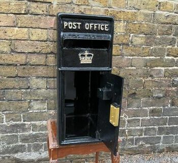Replica Black Metal Post Office Letter Box with Gold Details