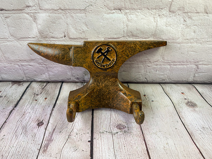Brown Metal Anvil Workshop Ornament with Hooks
