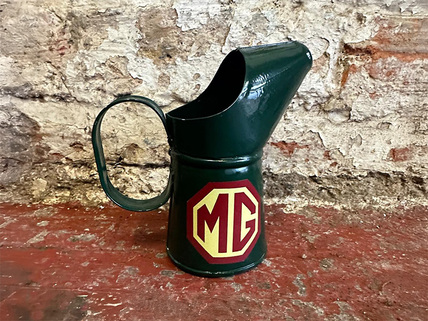 Green MG Oil Can with Red & Yellow Logo