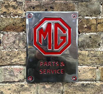 MG Parts & Service Aluminium Sign with Red Logo