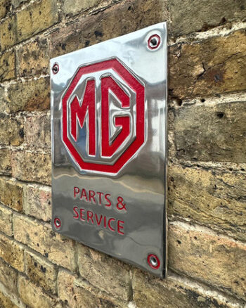 MG Parts & Service Aluminium Sign with Red Logo