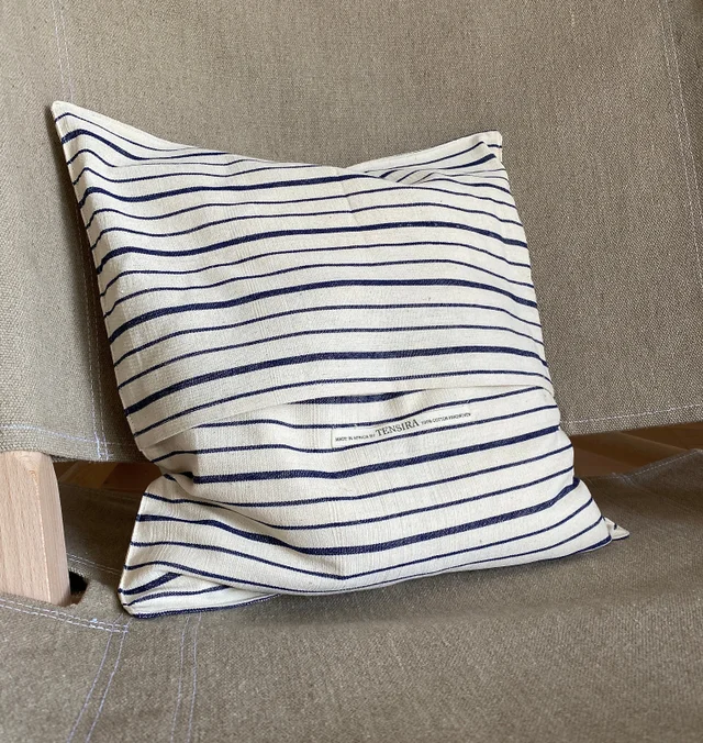 Cotton Cushion Cover with Blue Stripes