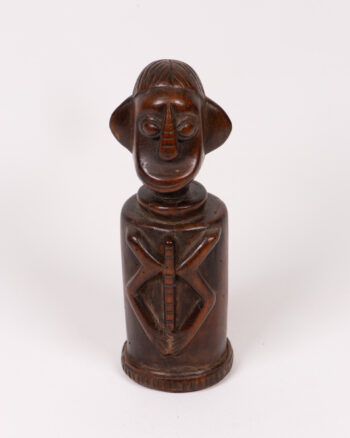 Vintage Nigerian Chamba Wood Doll Carving with Geometric Design