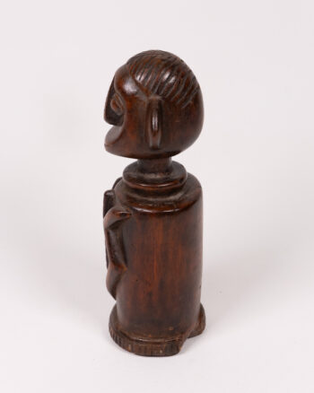 Vintage Nigerian Chamba Wood Doll Carving with Geometric Design