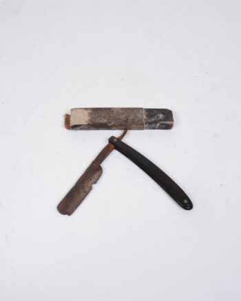 Antique Straight Razor with Wood Handle and Case