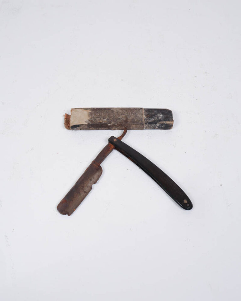 Antique Straight Razor with Wood Handle and Case